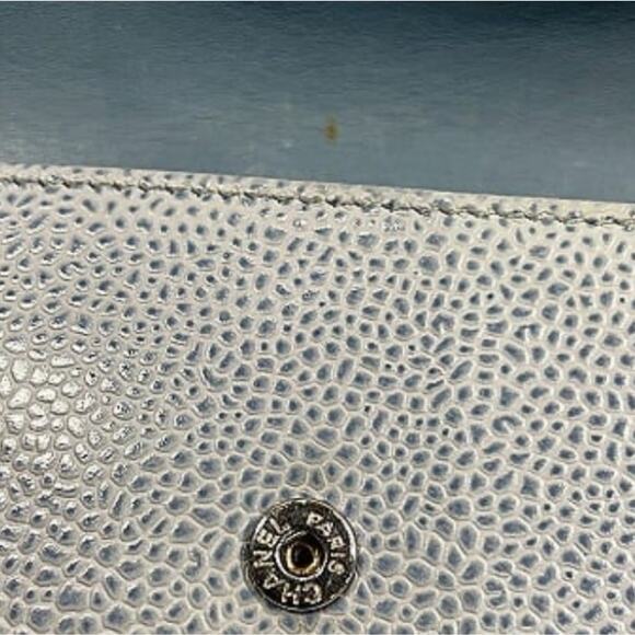 Chanel Powder Blue Logo Caviar Leather  Long Wallet - Picture 12 of 14